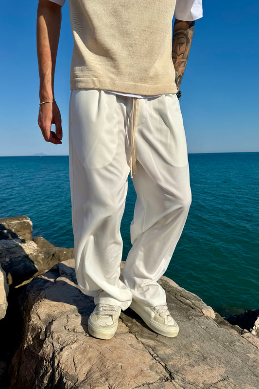 Leó | Pantalón largo blanco elegante