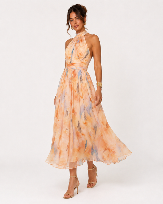 Esther | Vestido halter acuarela