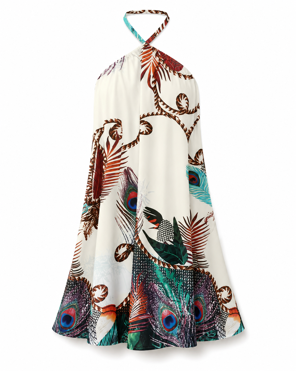 Maria | Vestido mini con estampado de hojas tropicales
