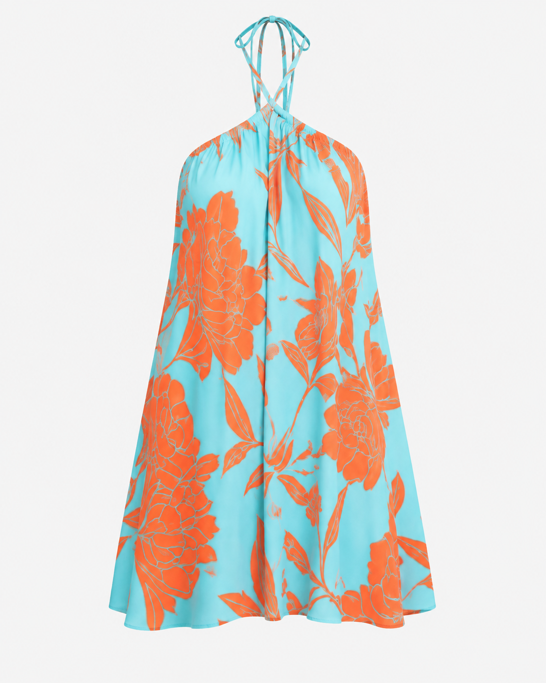 Maria | Vestido mini con estampado de hojas tropicales