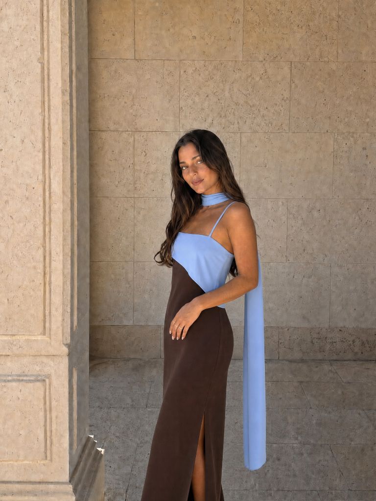 Ibiza | Vestido drapeado bicolor
