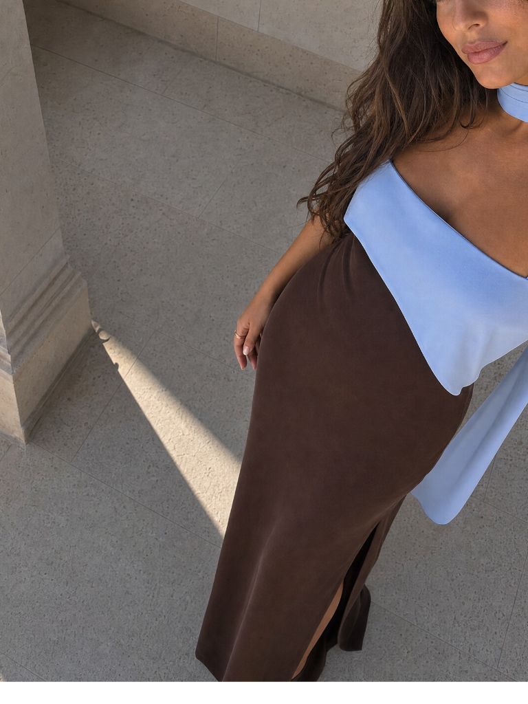 Ibiza | Vestido drapeado bicolor