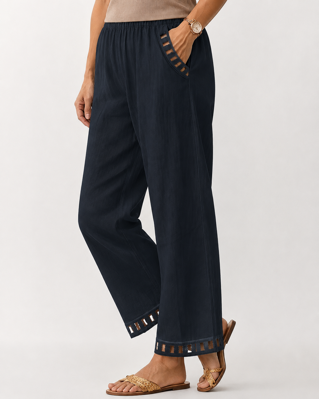 Woeen | Pantalones de estilo relajado con detalles