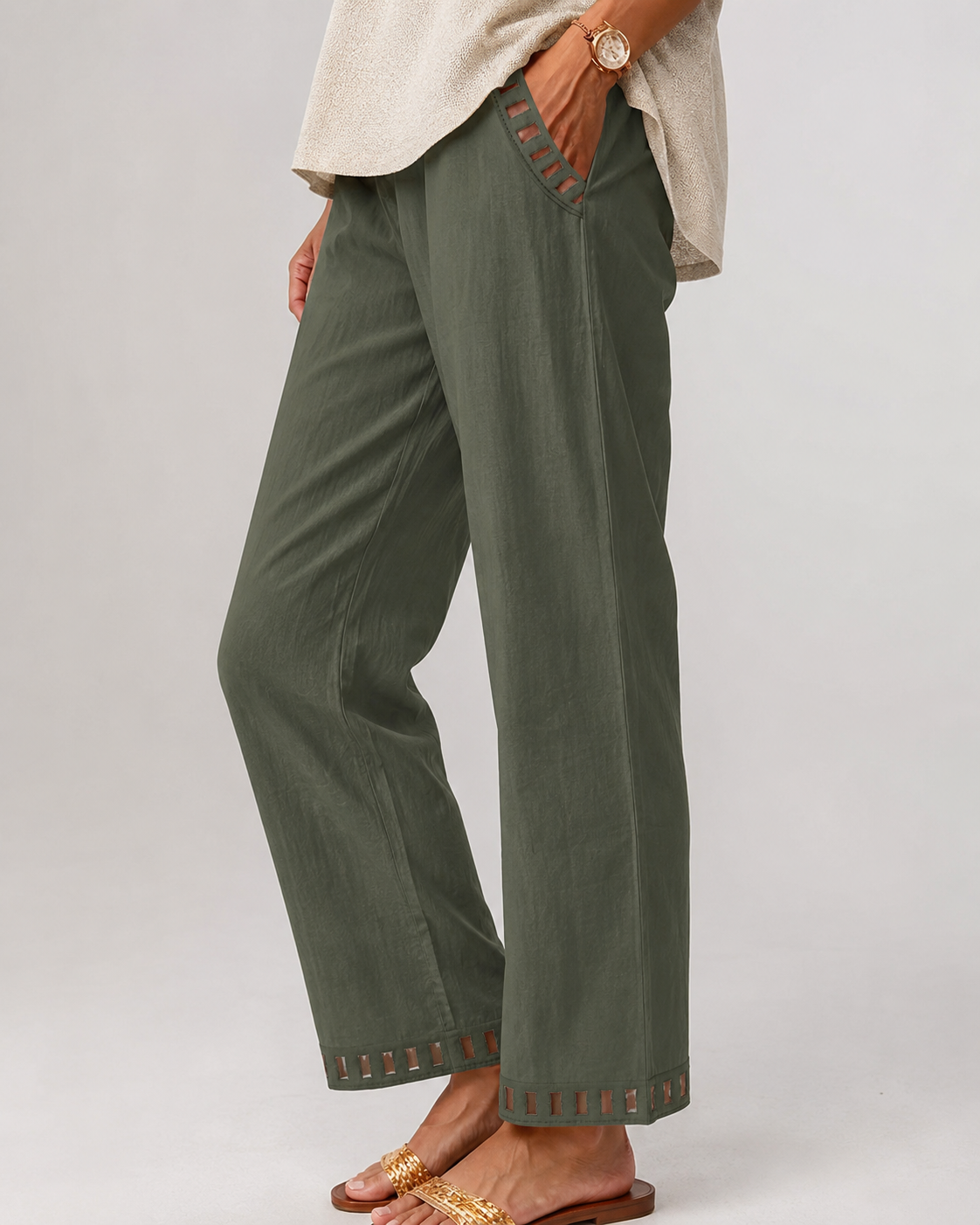 Woeen | Pantalones de estilo relajado con detalles