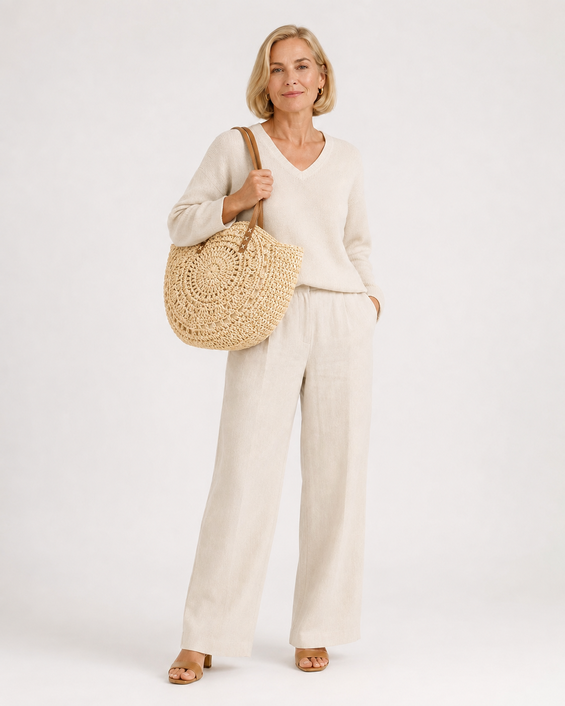 Luci - Bolso redondo de paja trenzado
