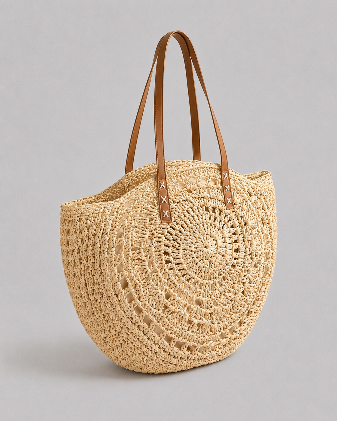 Luci - Bolso redondo de paja trenzado