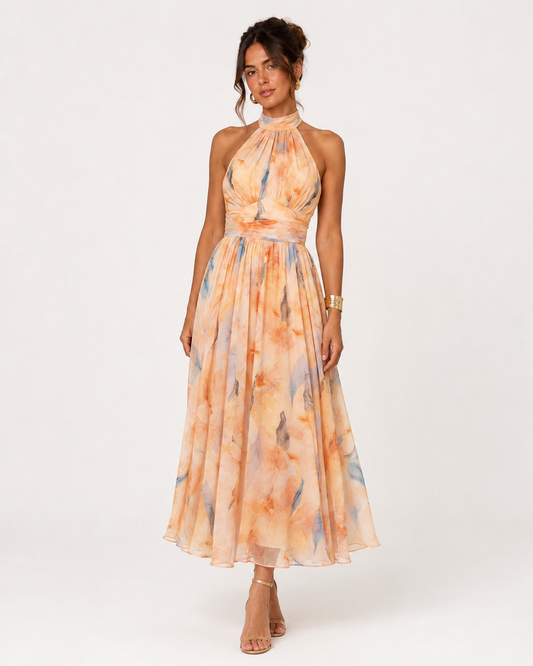 Esther | Vestido halter acuarela