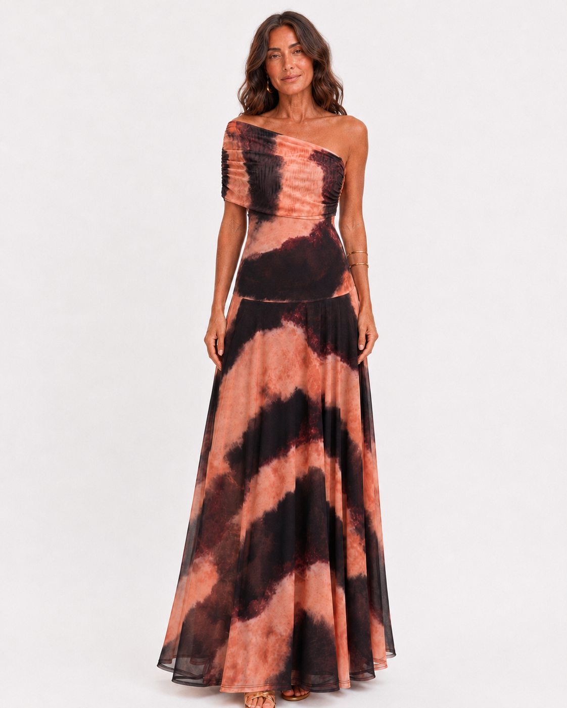 Elena | Vestido estampado naranja
