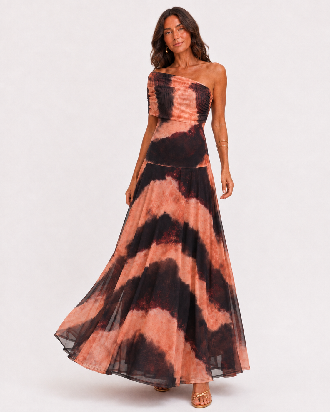 Elena | Vestido estampado naranja