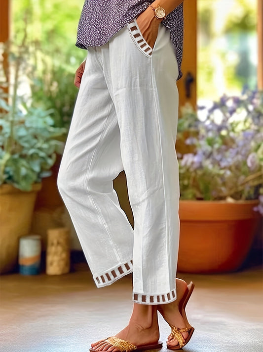 Woeen – Pantalones de estilo relajado con detalles en contraste