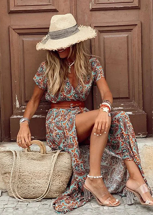 Joselin – Vestido largo bohemio y vaporoso con cinturón