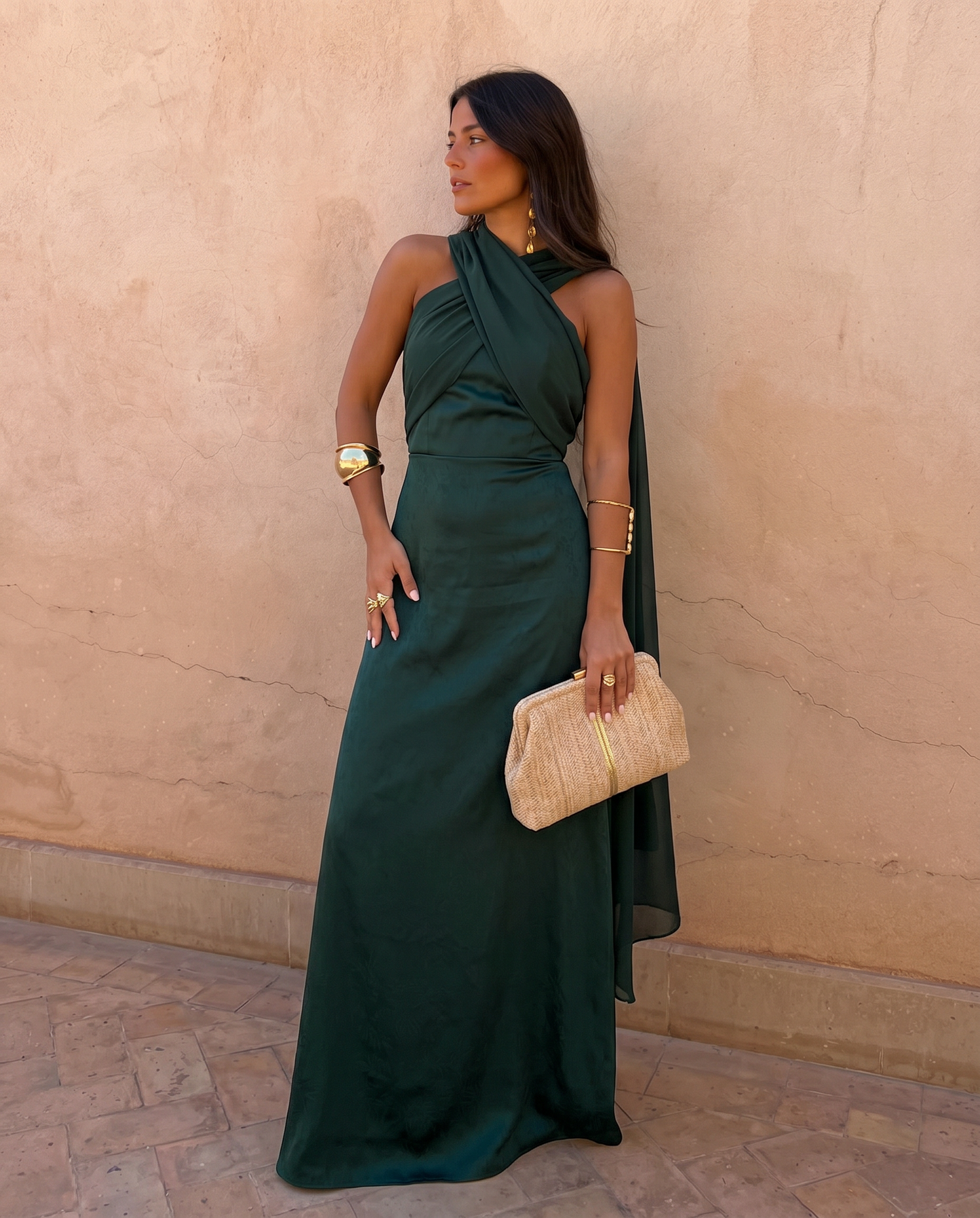 Noa | Vestido vintage liso con lazo y cintura alta