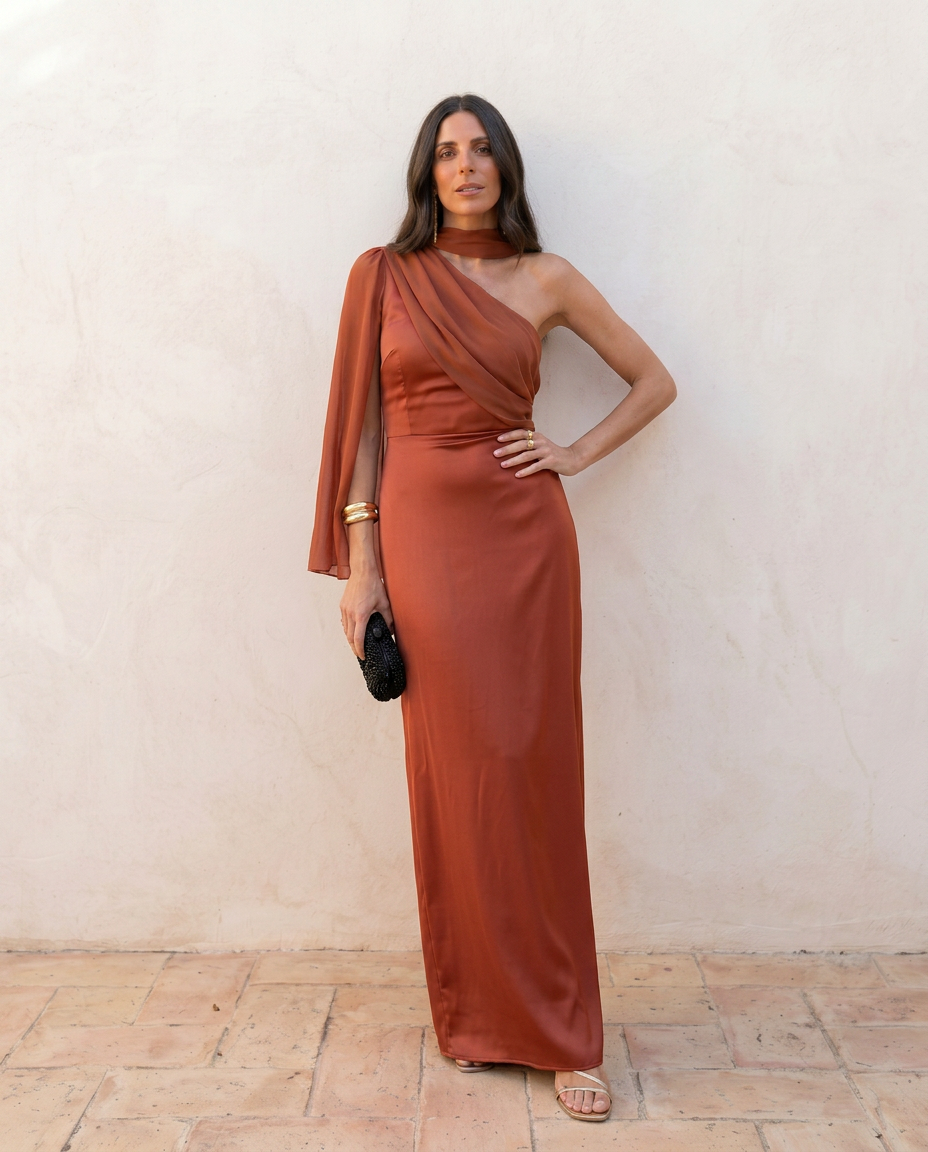 Noa | Vestido vintage liso con lazo y cintura alta