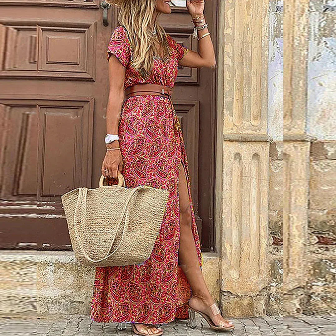 Joselin – Vestido largo bohemio y vaporoso con cinturón